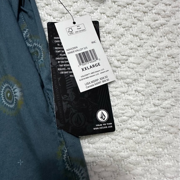 NWT Volcom Modern Fit Ying Yang Short Sleeve Button Down Men’s Size XXL - Picture 4 of 8